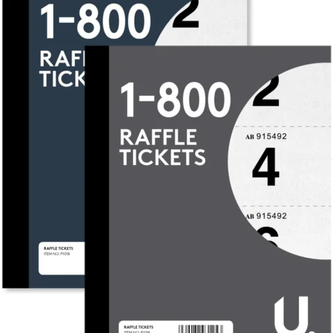 Raffle Tickets 1-800 2 Assorted Colours