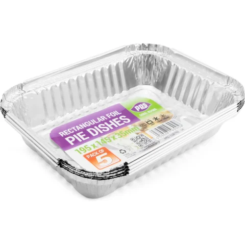 Rectangular Foil Pie Dishes 19.5cm X 14.5cm X 3.5cm 5 Pack