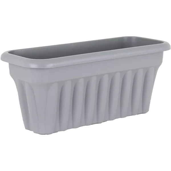 Rectangular Ribbed Plastic Wall Planter Platinum 45cm