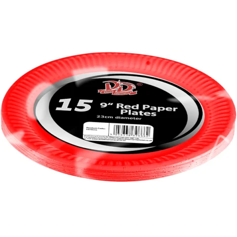 Red Disposable Paper Plates 9" 15 Pack
