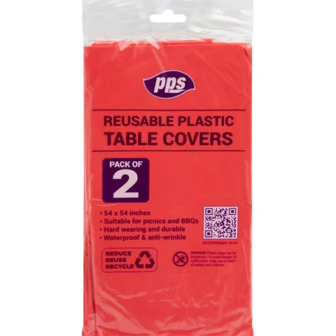 Red Plastic Party Table Covers 54" X 54" 2 Pack