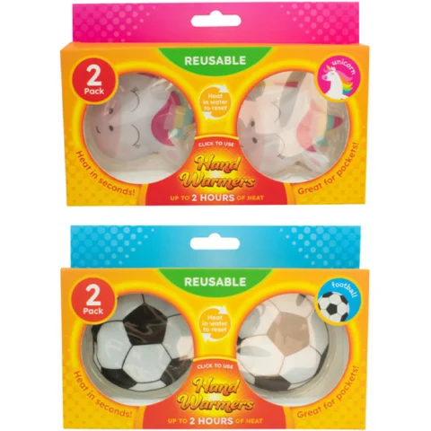 Reusable Unicorn & Football Hand Warmers 2 Pack Assorted