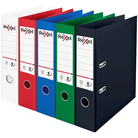 Rexel A4 Polypropylene Lever Arch File 75mm Assorted Colours