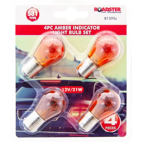 Roadster 12V/21W 581 Type Amber Indicator Car Light Bulb Set 4pc