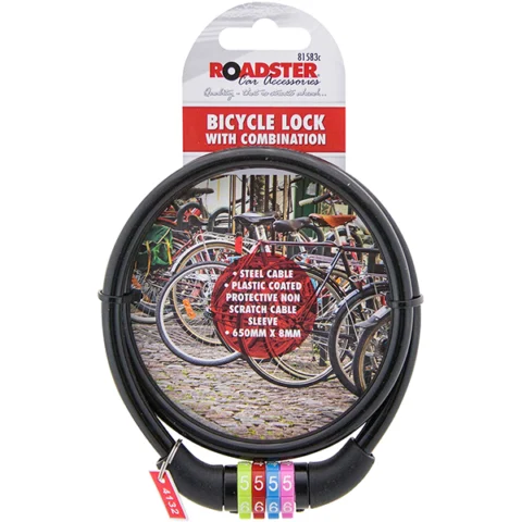 Roadster 4-Digit Coloured Combination Bicycle Lock 65cm