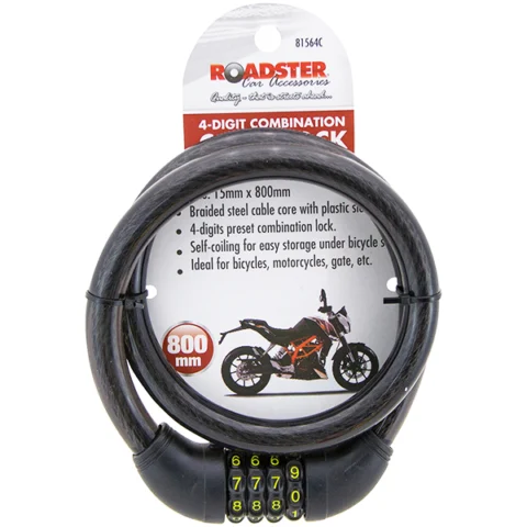 Roadster 4-Digit Combination Bicycle Lock 1.5 X 80cm