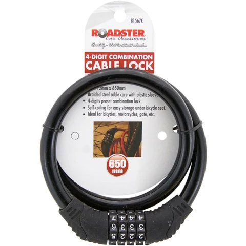 Roadster 4-Digit Combination Bicycle Lock 65cm