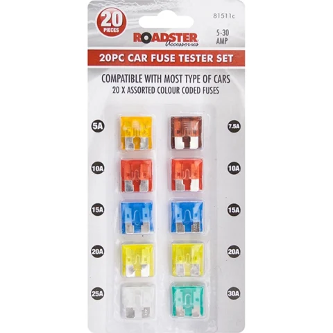 Roadster 5Amp-30Amp Car Fuses Assorted 20pc