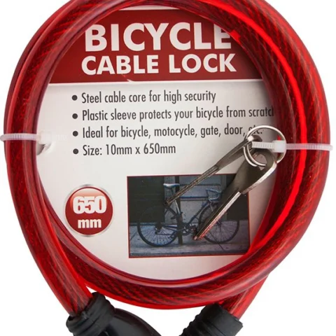 Roadster Bicycle Cable Lock With 2 Keys 10mm X 650mm