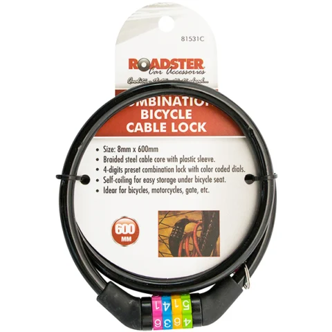 Roadster Combination Bicycle Cable Lock 8mm X 600mm