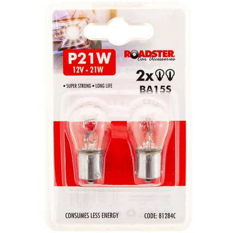 Roadster P21W 12V 21W BA15S Car Light Bulb 2 Pack