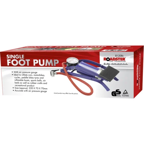 Roadster Single Foot Pump With Gauge 801B-3 Boxed
