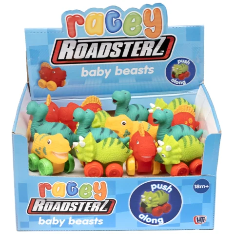 Roadsterz Racey Push Along Baby Beasts Dinosaur Vehicles Assorted