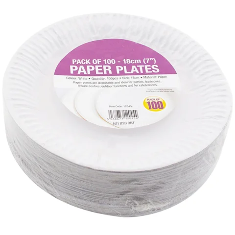Round Disposable Paper Plates 7" 100 Pack