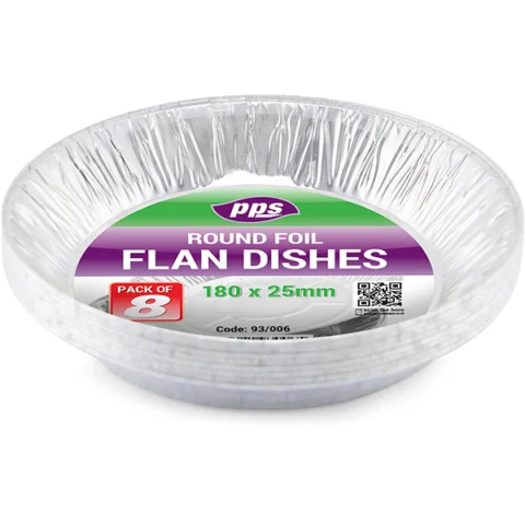 Round Foil Flan Dishes 18cm X 2.5cm 8 Pack