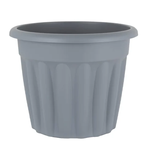 Round Ribbed Plastic Planter Platinum 30cm