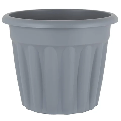 Round Ribbed Plastic Planter Platinum 40cm