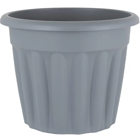 Round Ribbed Plastic Planter Platinum 50cm