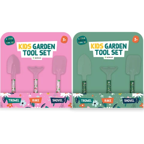 Rowan Little Green Fingers Kids Garden Tool Set 3pc Assorted Colours