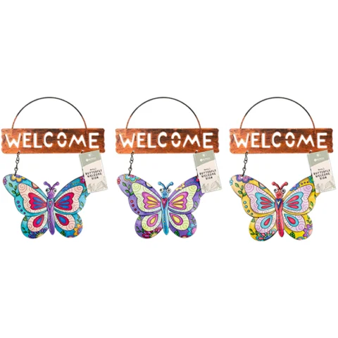 Rowan Metal Butterfly Welcome Sign Assorted Colours