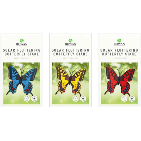 Rowan Solar-Powered Fluttering Butterfly Stake Assorted Colours