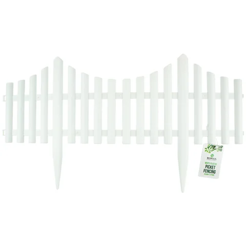 Rowan White Plastic Picket Fencing 60.5cm X 32.5cm
