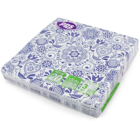Royal Blue 3 Ply Paper Napkins 33cm 20 Pack