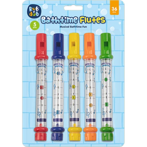 Rub A Dub Bathtime Flutes 5 Pack Assorted Colours