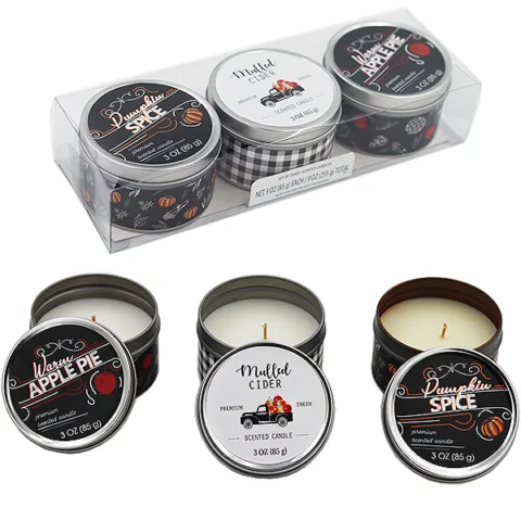 Rustic Assorted Scented Tin Candles 3oz Gift Set 3 Pack