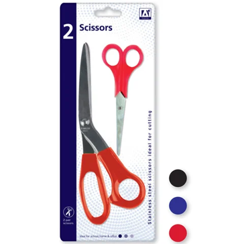Scissors 4" & 8" Assorted Colours 2-Pack