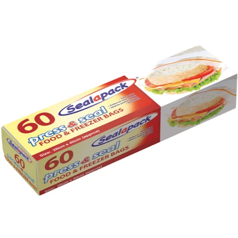 Sealapack Press & Seal Food & Freezer Bags 16cm X 40cm 60 Pack