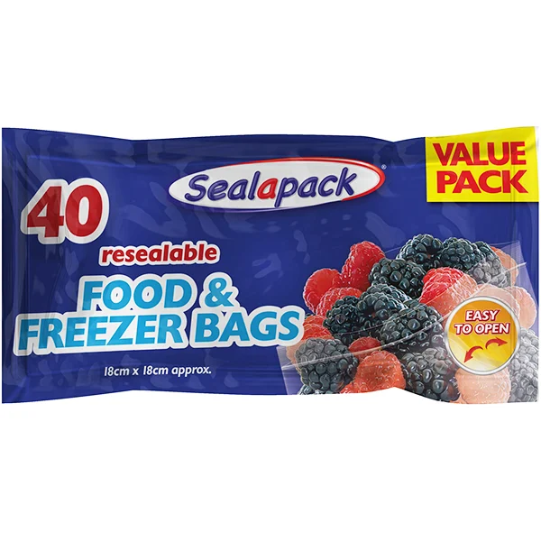 Sealapack Resealable Food & Freezer Bags 18cm X 18cm 40 Pack