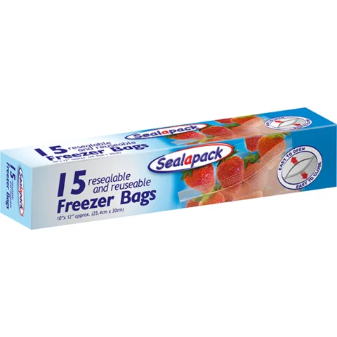 Sealapack Resealable & Reusable Freezer Bags 10" X 12" 15 Pack