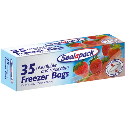 Sealapack Resealable & Reusable Freezer Bags 7" X 8" 35 Pack