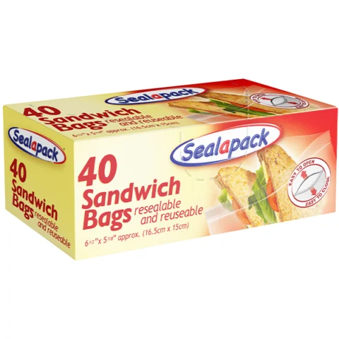 Sealapack Resealable Sandwich Bags 16.5cm X 15cm 40pc