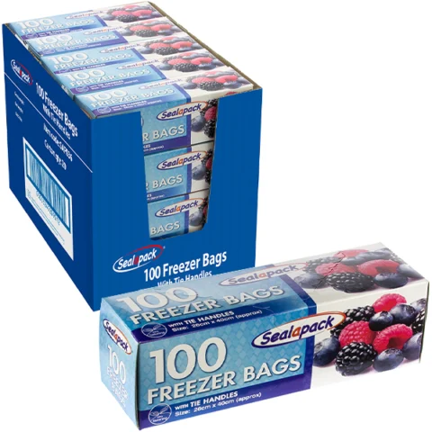 Sealapack Tie Handle Freezer Bags 26cm X 40cm 100 Pack
