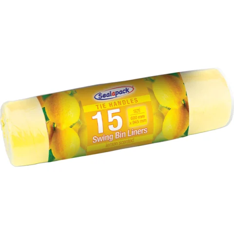 Sealapack Tie Handle Lemon Scented Swing Bin Liners 15 Pack 60cm X 94.5cm