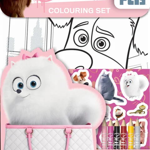 Secret Life Of Pets Contains 4 Chunky Colouring Pencils 8 Colouring Sheets And Stickers With Cut Out Door Hanger