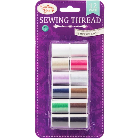 Sewing Box Assorted Colour Sewing Thread 32m 12 Pack