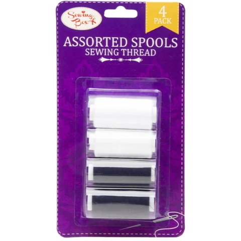 Sewing Box Black & White Sewing Thread 4 Pack