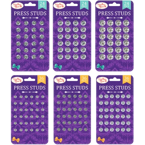 Sewing Box Press Studs Assorted