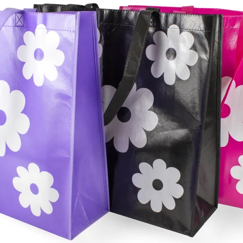 Shopping Bag Flower Design Three Assorted Colours 43 X 40 X 14cm