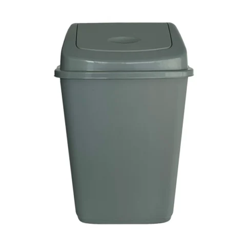 Silver Plastic Swing Top Bin 10L