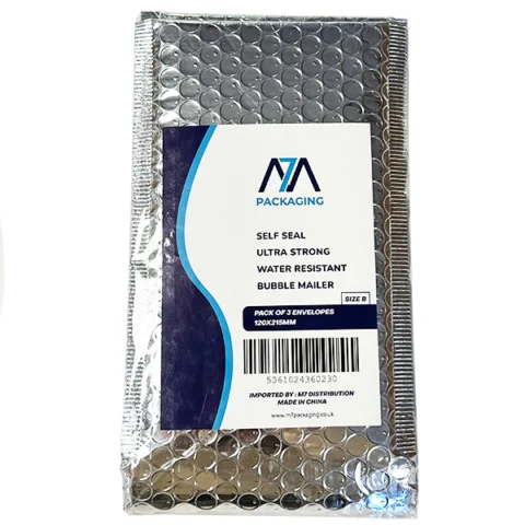 Size B Silver Metallic Bubble Water-Resistant Mailing Bags 3 Pack 120mm X 215mm