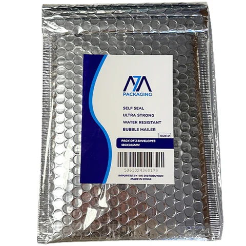 Size D Silver Metallic Bubble Water-Resistant Mailing Bags 3 Pack 180mm X 265mm