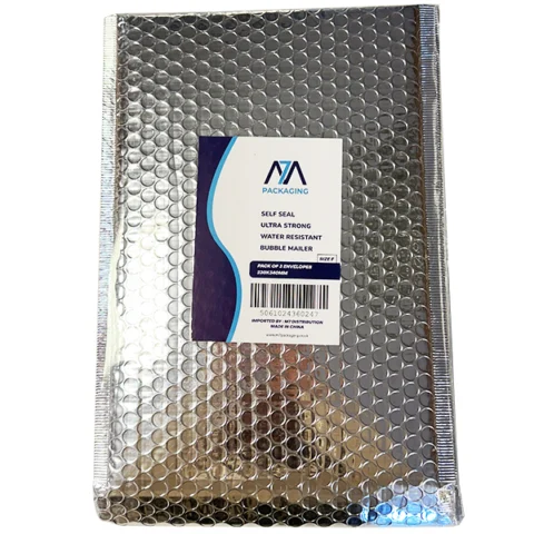 Size F Silver Metallic Bubble Water-Resistant Mailing Bags 3 Pack 230mm X 340mm