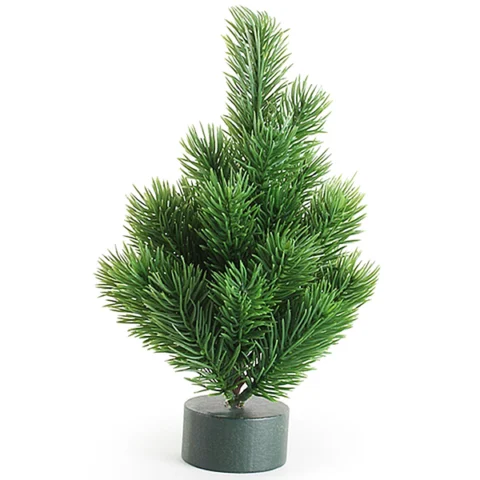 Small Wood Base Green PVC Christmas Tree 22cm