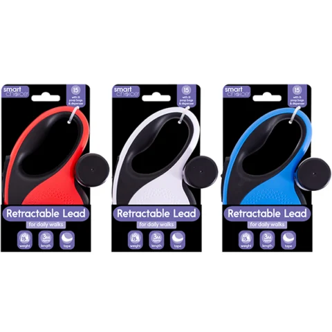 Smart Choice 15kg Retractable Poop Bag Dispensing Dog Lead 3m Assorted Colours
