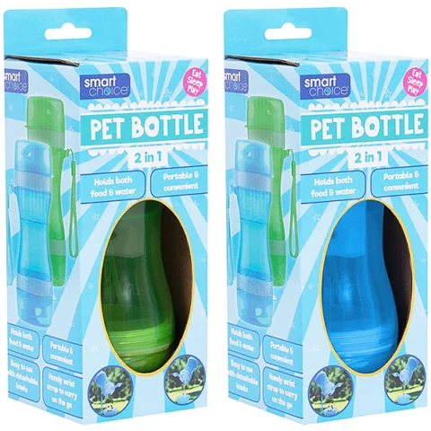 Smart Choice 2-In-1 Pet Food And Water Bottle Assorted Colours