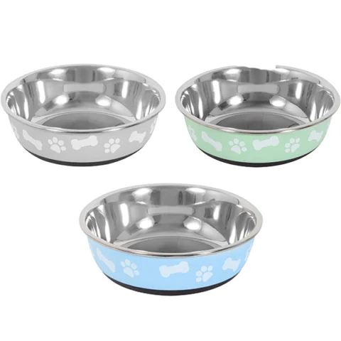 Smart Choice Anti-Skid Paw Print & Bone Pet Bowl 800ml Assorted Colours